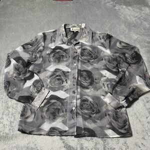 VTG‎ 80s Womens Floral Sheer Button Shirt Timins Size Small Grunge Edgey Whimsy